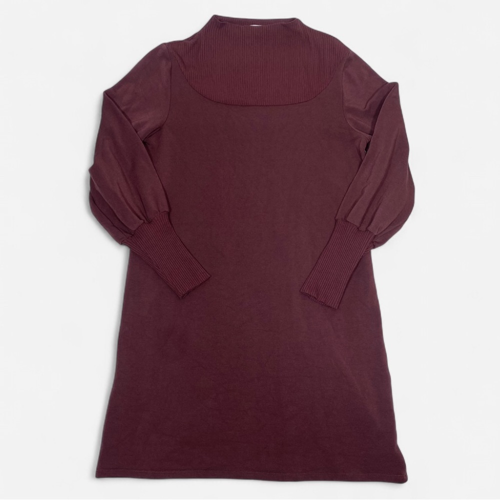 Amour Vert Women’s Long Sleeve Sweater Dress Burgundy Red Size Large